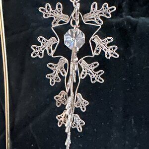 Vintage Silver Filigree Lace Snowflake Ornament
